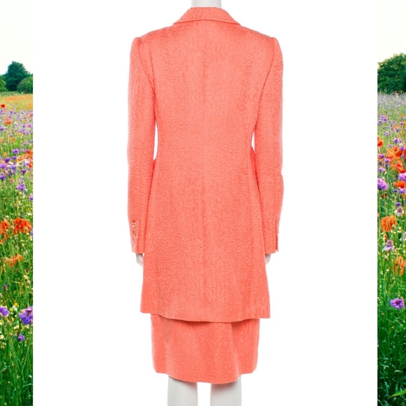 $3,900 OSCAR DE LA RENTA STUNNING ELEGANT ORANGE SKIRT COAT SUIT US 12 - Picture 3 of 6